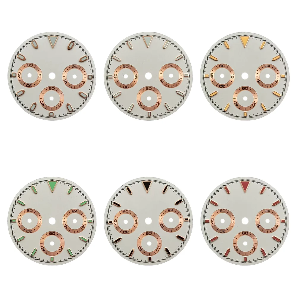 29.5mm Watch Dial Baton Indices Green Luminous No Date Fit VK63 Quartz Movement Watch Mod Replacement Parts