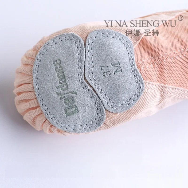 Sapatos de balé profissional macio três sola dividida dança do ventre feminino meninas bailarina sapatos de dança estiramento tecido malha splice