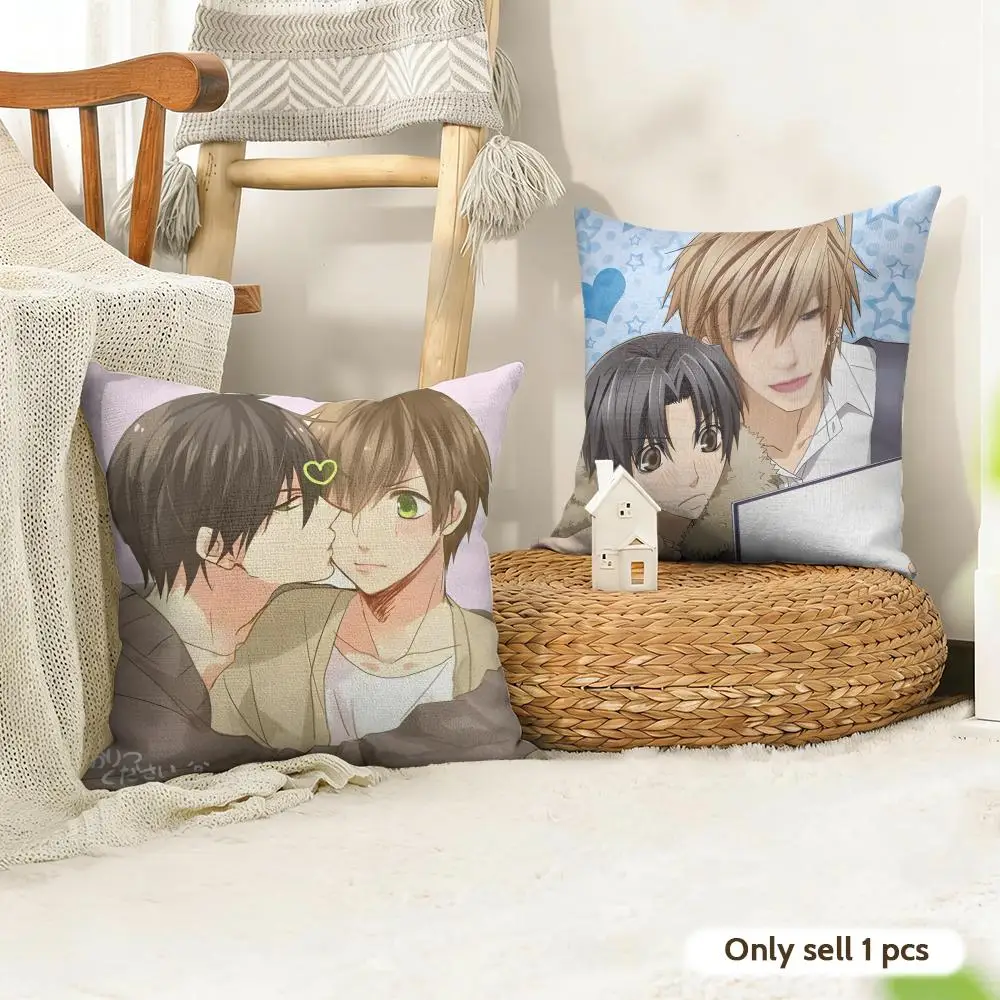 Anime S-Sekaiichi Hatsukoi Cushion Cover Natural Linen Organic Fabric Double-Sided Printing Room Sofa Decor Pillow Case