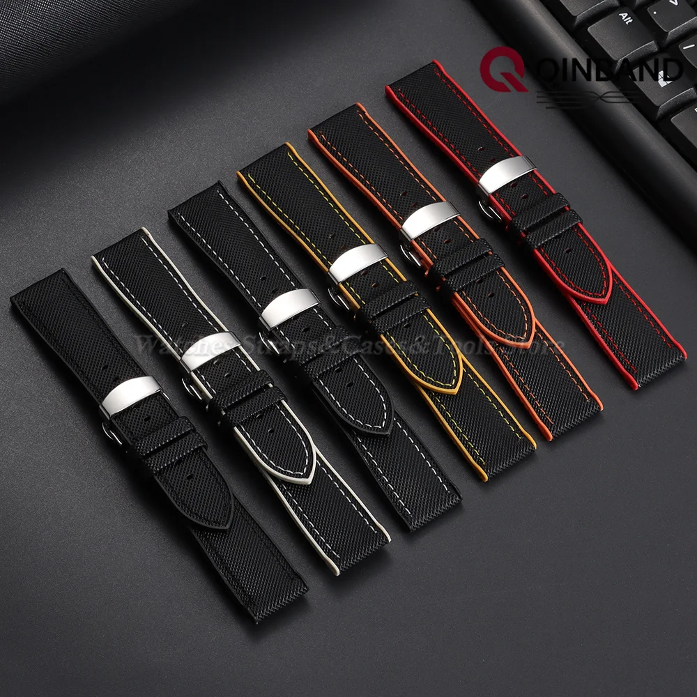 18/19/20/21/22/24mm Nylon-Segeltuch Silikonboden Uhrenarmband für IWC für Tudor für Seiko Uhrenband mit Schmetterlingsverschluss Armband – Detail 3