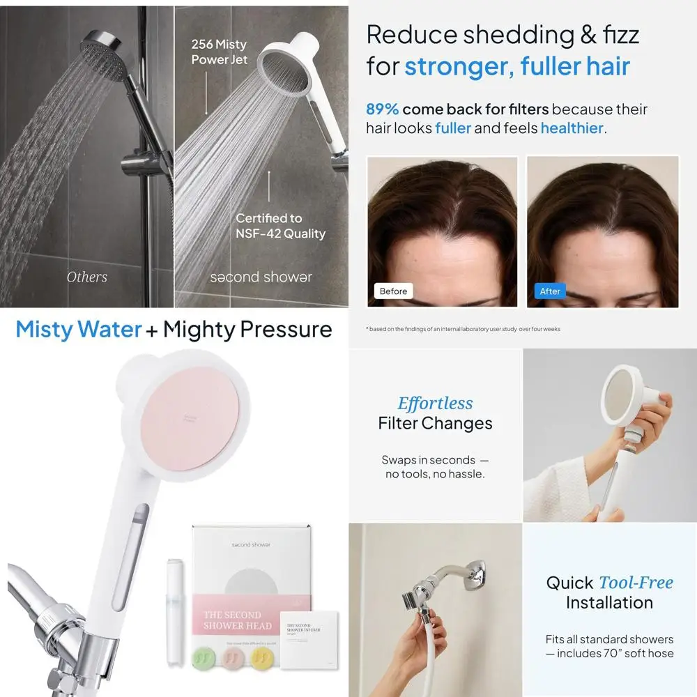 Korean Beauty Essential: filtro doccia ad alta purezza per mani e acqua dura, rimuove cloro al 99,9%, grado SPA, rosa fiore