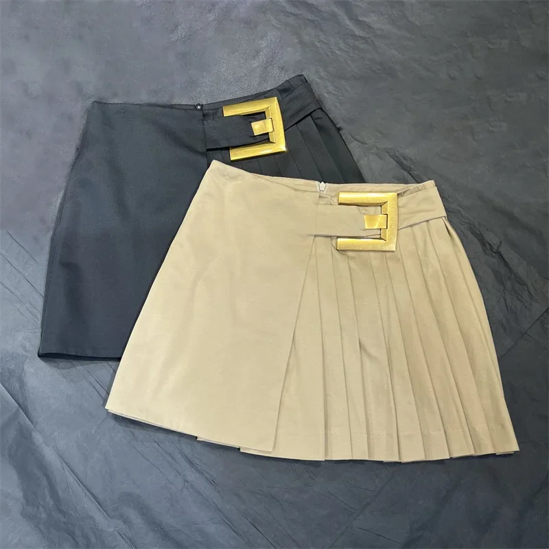 Skirts for women New high waisted slim fit mini skirt for autumn 2025 Asymmetric belt decorative short skirt y2k pleated skirt