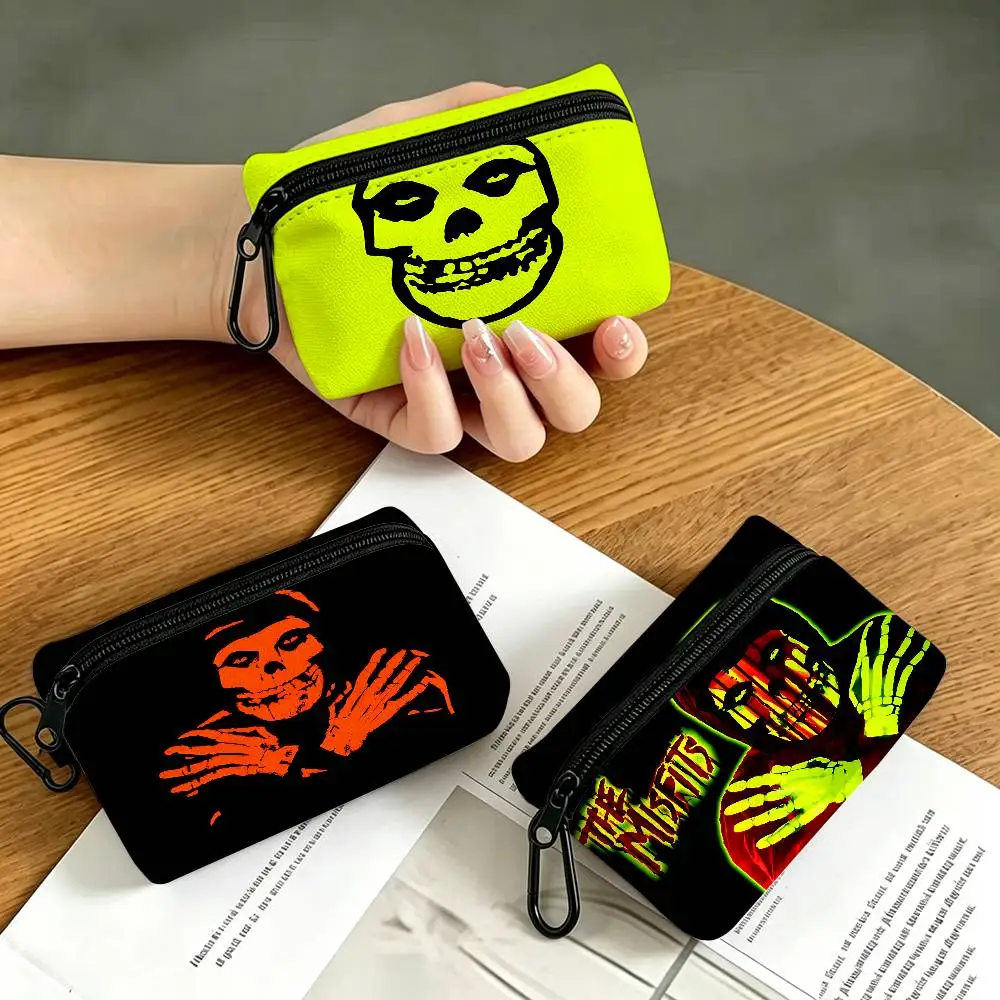 M-Misfits B-Band Oxford Fabric Zipper Pouch Lightweight Hanging Coin Wallet For Coins ID Cards Keys Lipstick Earbuds
