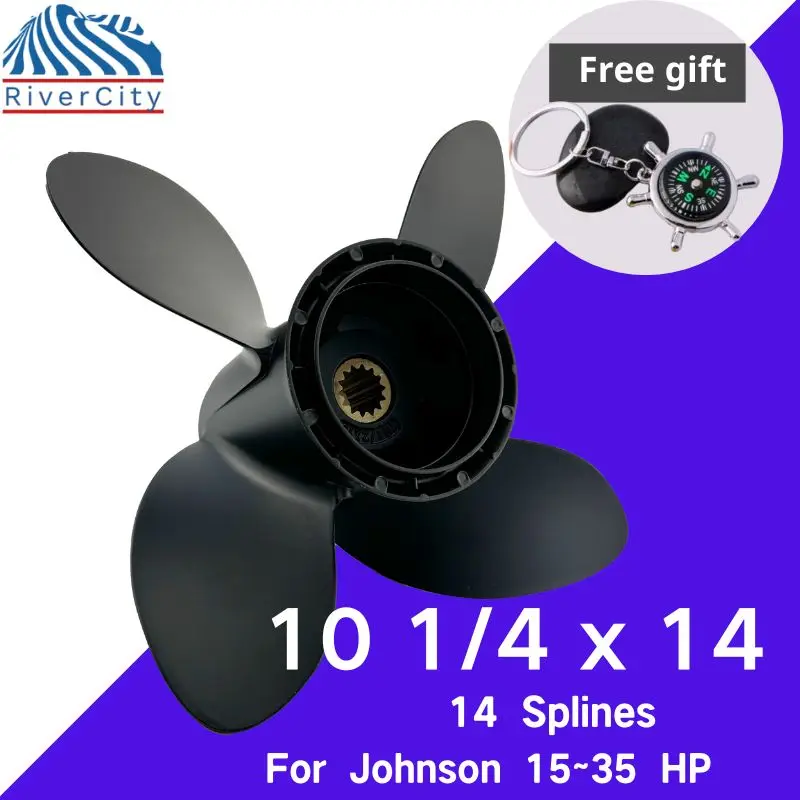 

For Johnson 15hp 20hp 25-35hp Outboard Propeller 10 1/4x14 Boat Motor Aluminum Alloy Screw Ship Marine Engine 3 Blade 14 Spline