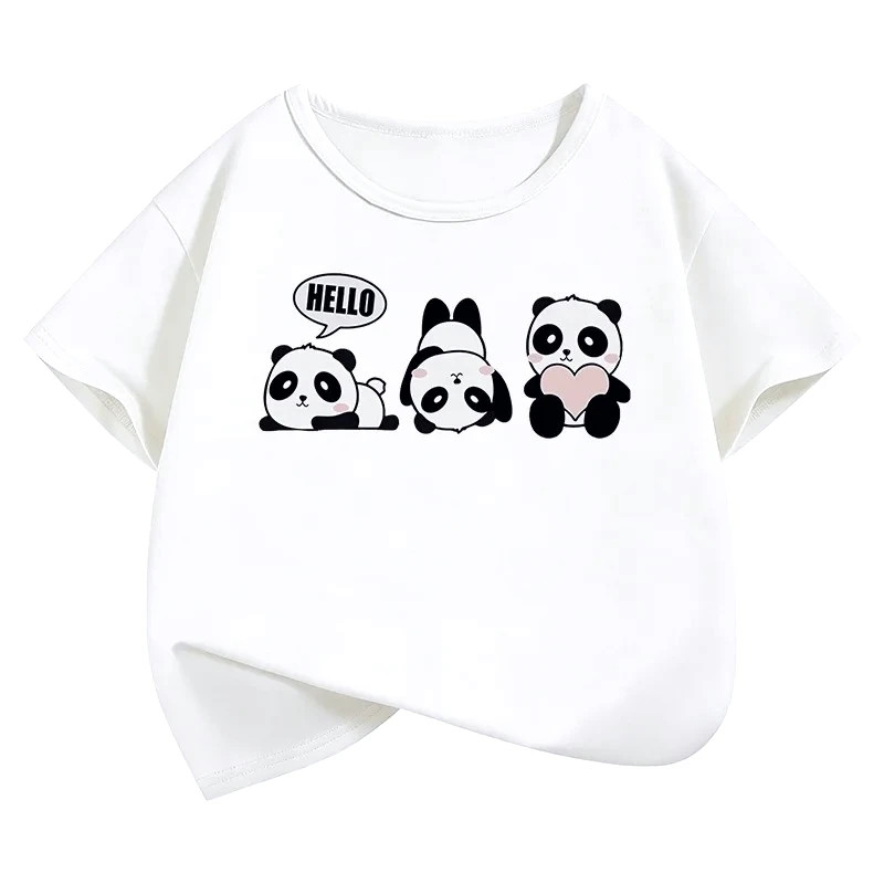Short Sleeve Panda Funny T Shirts Animal Kids Children's T-shirt Boys Girls Summer Spring Fashion Casual Top Y2k Tee Shirts