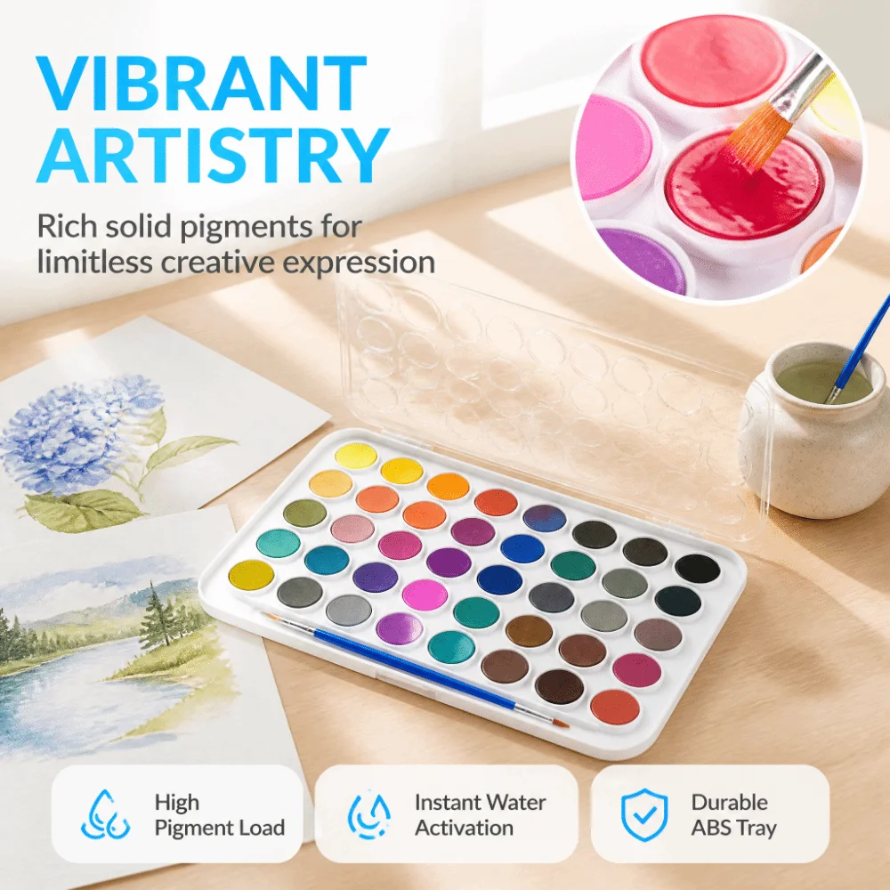 Solid Color Watercolor Paint Set Detachable Box Portable Watercolour Paint Set 36 Colors Student Quality Watercolour Pan Set