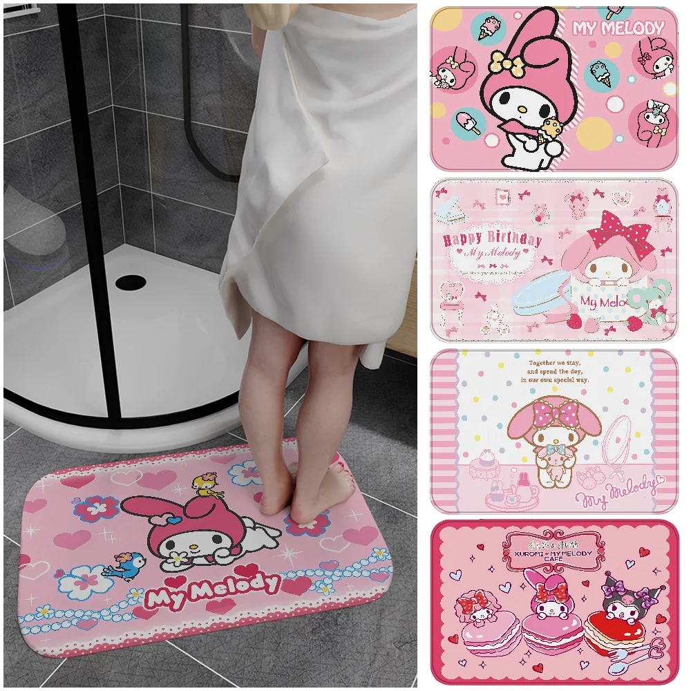 

1PC Cute M-My M-Melody Floor Mat Entrance Door Mat Washable Non-Slip Living Room Sofa Chairs Area Mat Kitchen Welcome Doormat