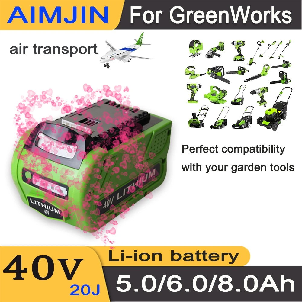 

2025 NEW power Tools Battery 40V 18650 Li-ion Battery 5.0 6.0 8.0AH for GreenWorks 29462 29472 29282 G-MAX GMAX Lawn Mower