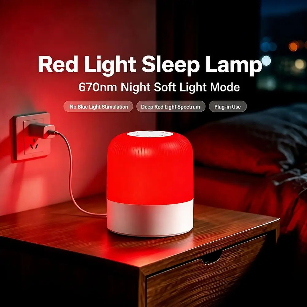670nm Red Light Sleep Light, Small Night Light, Bed Rechargeable Bedroom Sleep Light, Baby Feeding And Eye Protection Desk Lamp