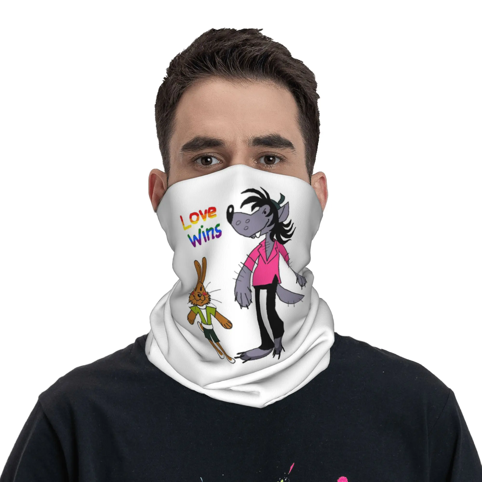 

Love Wins Wolf And Rabbits Wait and See Bandana Neck Cover Printed Wrap Scarf Headwear Riding Unisex Adult Windproof