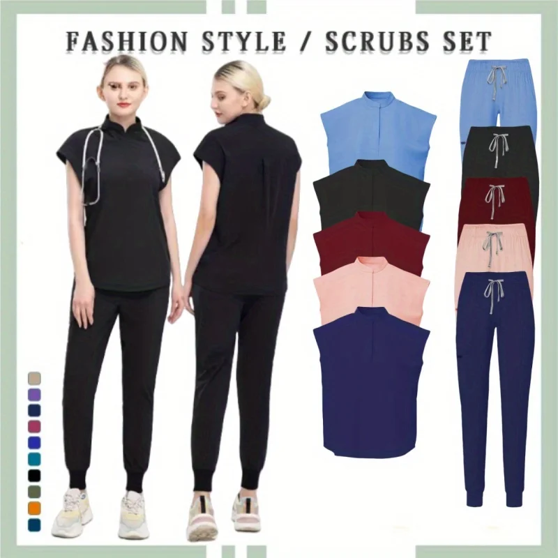 

Ladies' Short Sleeved Frosted Suit Nurses and Doctors' Summer Work Clothes Hospital Doctors Nurses Beauty Spa Center Staff