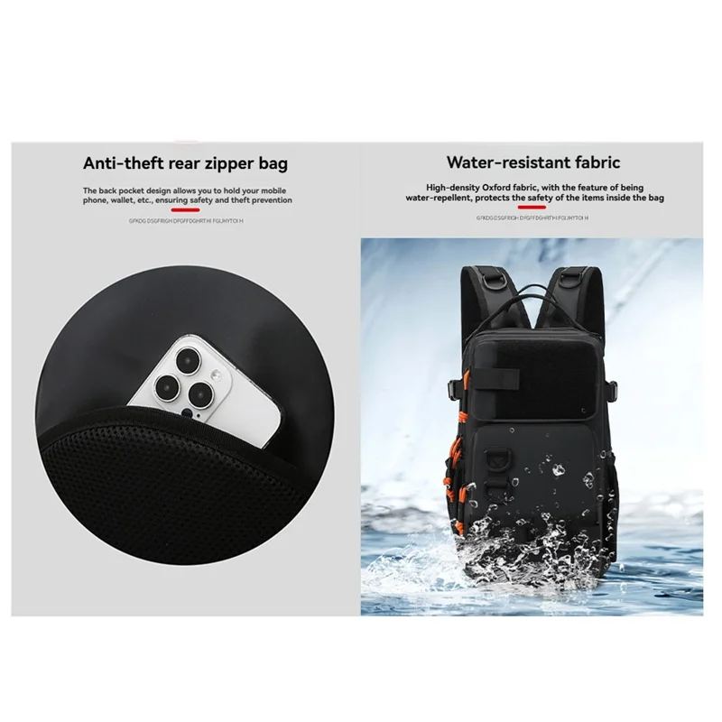 

A99I-Fishing Lure Backpack With Rod Holders Chest Bag Waist Bags Outdoor Hiking Shoulder Rucksack Large Case