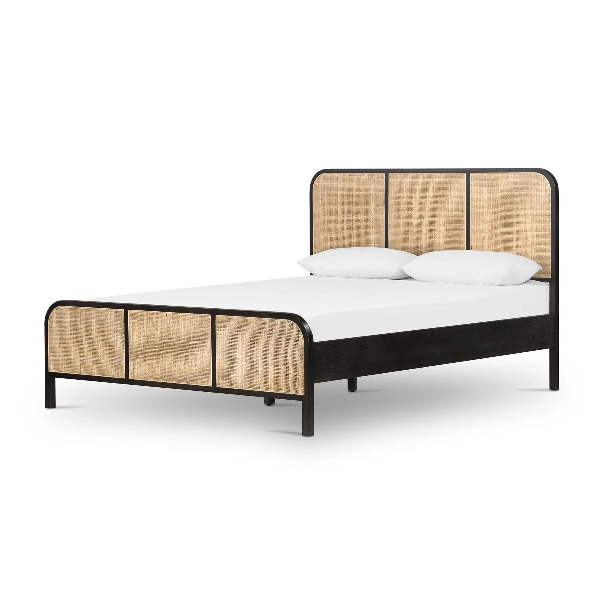 

Rattan Furniture Bed Wood Frame Headboard Double King Queen Size Wooden Beds