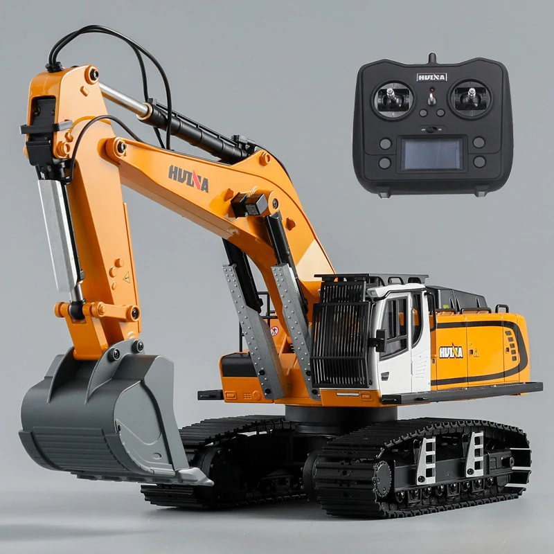 HUINA 1/14 Scale RC Excavator 599 Metal RTR Remote Control Digger Lights RC Car KABOLITE Heavy Machine Fun Toys Model