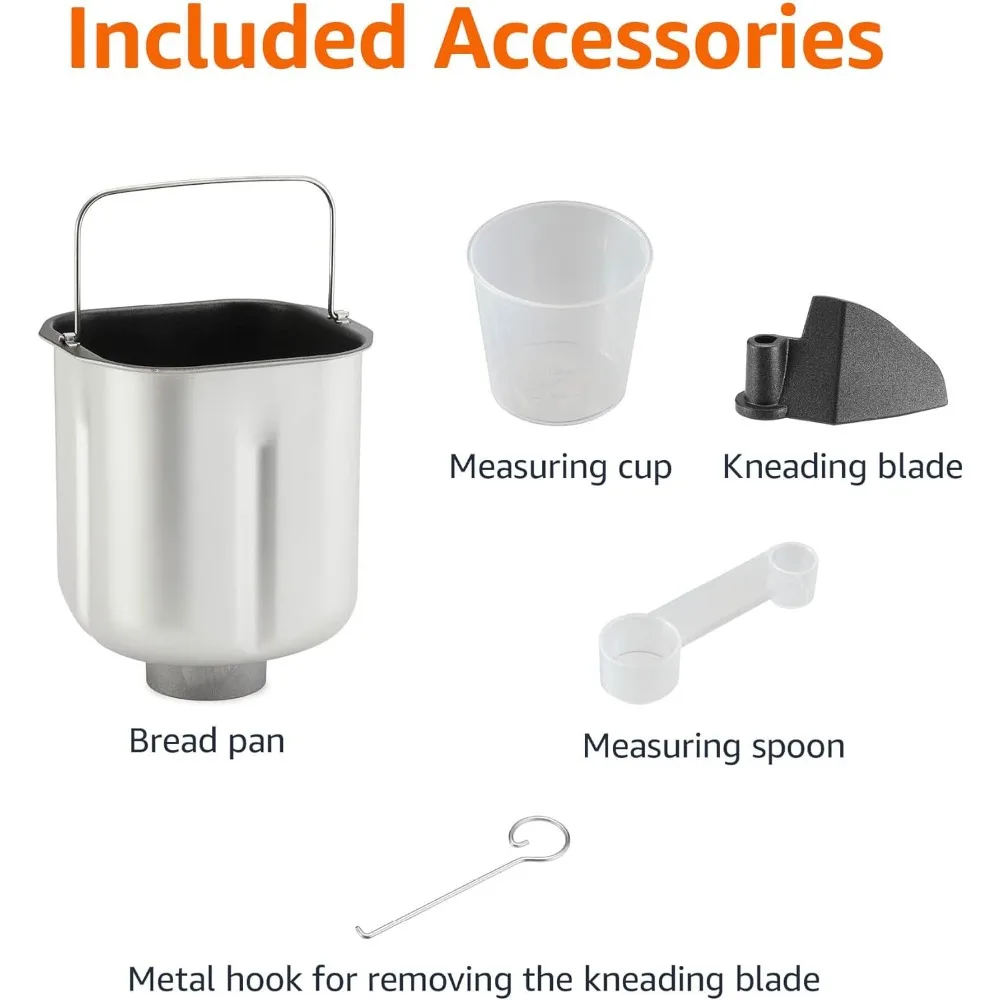 Programmable Bread Maker, 2lb Non-Stick Automatic Machine, 3 Loaf Sizes, Cake and Yogurt Function, LCD Display, 3 Crust Colors