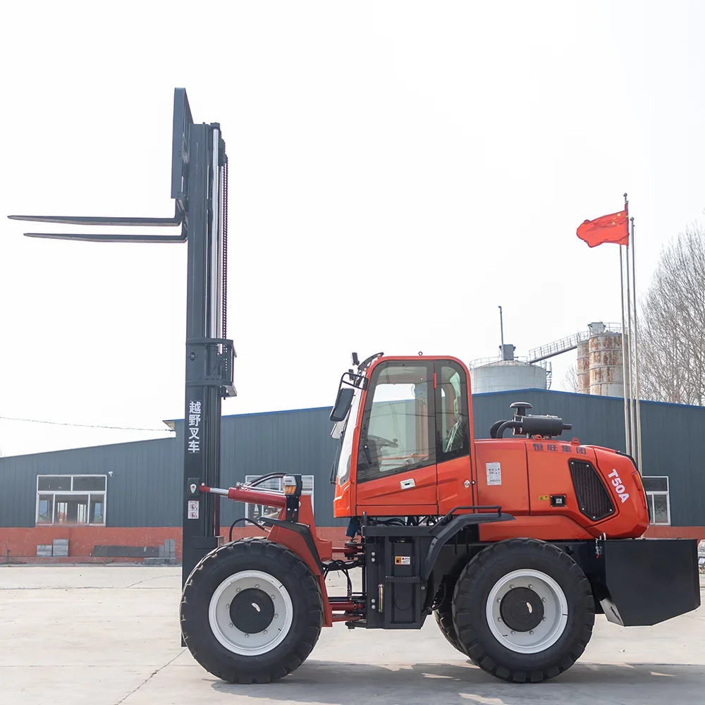 Accurate Maneuvering 4 Wheel Rough Terrain Forklifts 4x4 Diesel Forklift 3 Ton 3.5 Ton 7 Tons Off Road Forklift