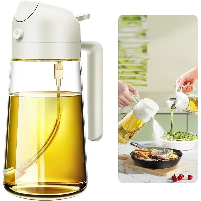 2-in-1 Olive Oil Dispenser & Sprayer – 16oz Food-Grade Bottle for Cooking,Salads & Frying –Leak-Proof,Precise Control,Easy Clean