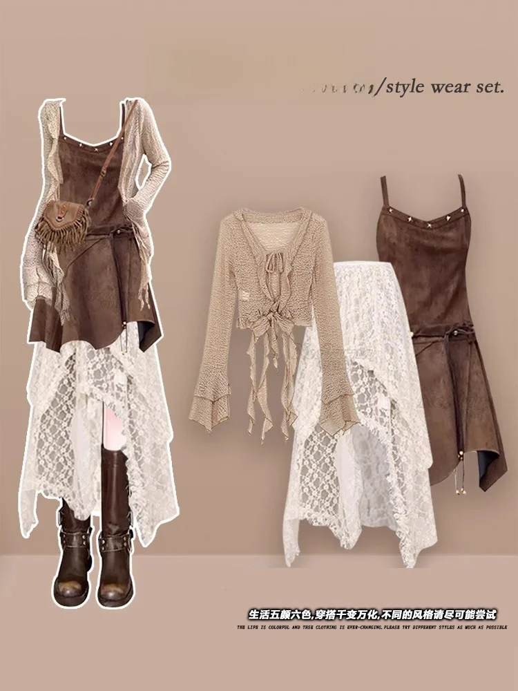 Ensemble t-shirt et dentelle pour femmes, grande taille, Aalyptic Sle, taille haute, jupe trapèze, Svel V-Ne, été