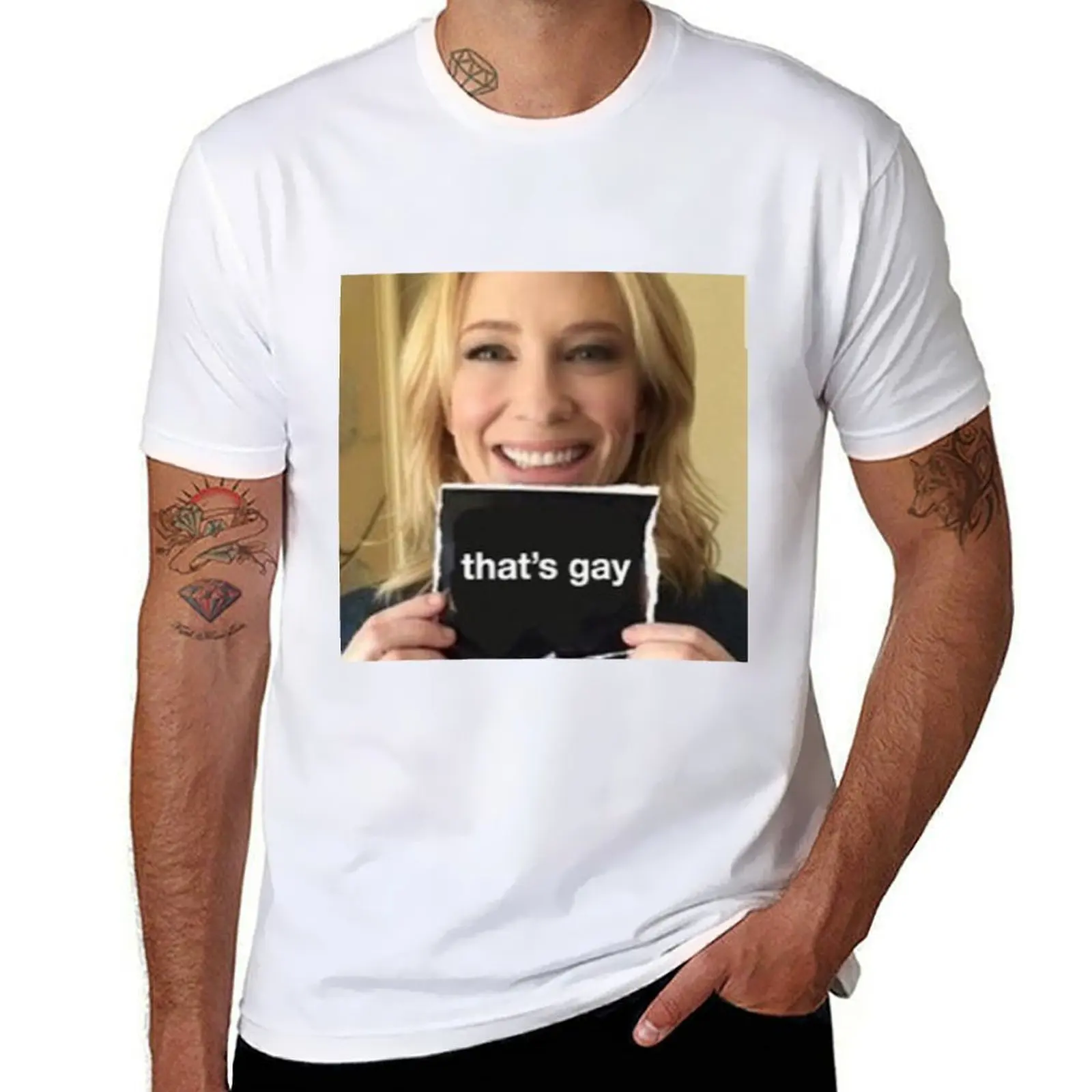 

cate blanchett says "that's gay"! T-Shirt man t shirt designer t shirts for man pack cotton T-Shirt