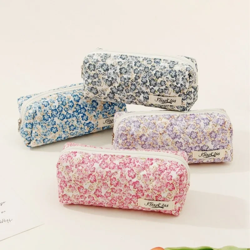 1 Piece Retro Floral Pencil Pouch for Student Aesthetic Vintage American Pencil Case Large Capacity Stationery Organizer Student