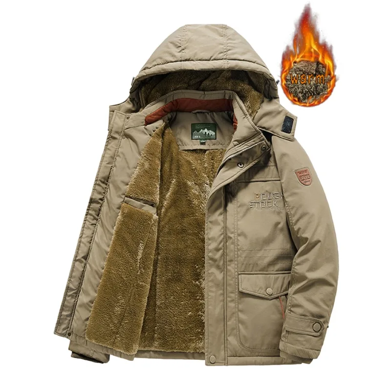 Men Winter Hooded Down Jackets Coats Fleece Warm Parkas Long Jackets Good Quality Male Outdoors Casual Winter Coats Size 6XL