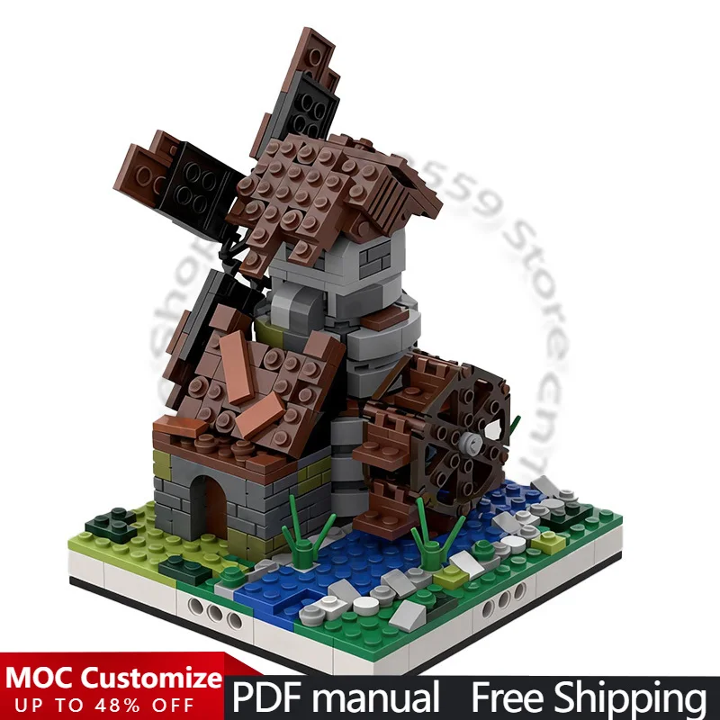 

470 PCS City Engineering Windmill for a Modular Village MOC Customize Modular Building Block Creative DIY Boys Holiday Toy Gifts