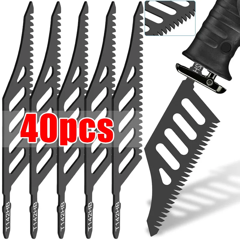 

40 шт. лезвия для лобзика, сверхмощный Т-образный хвостовик, дерево, алюминий, режущие грубые зубы, прецизионные инструменты для плотных помещений, сменные режущие инструменты