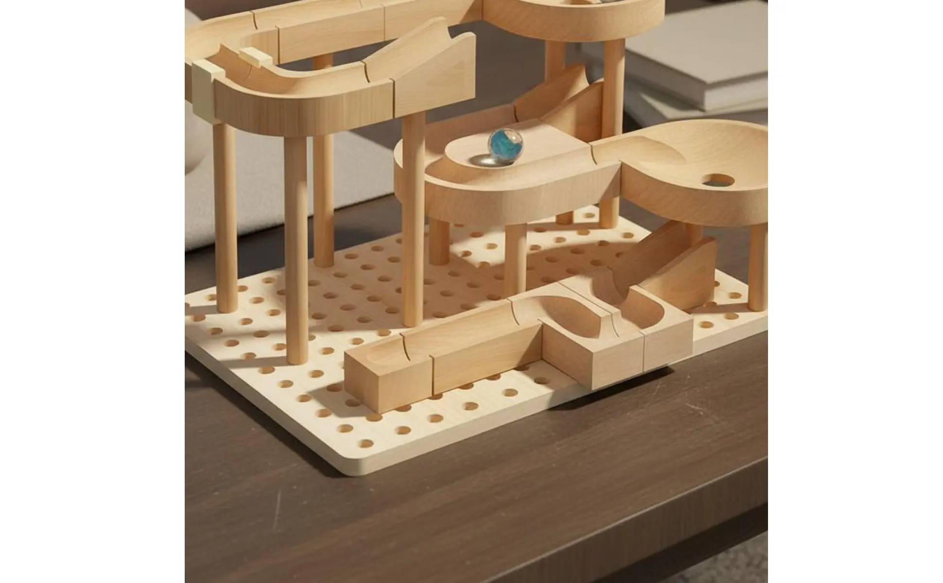 Marble Course Building Set Develops Cognitive Skills Wooden Marble Track Wooden Sphere Course Toy for Children Marble Course Building Set Develops Cognitive Skills Wooden Marble Track Wooden Sphere Course Toy for Children