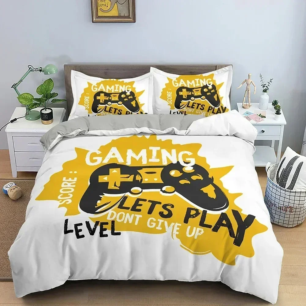 New Teens Video Games Comforter Duvet Cover King Gamepad Controller Bedding Set Youth Game Bedding Set 3D Polyester Quilt Cover