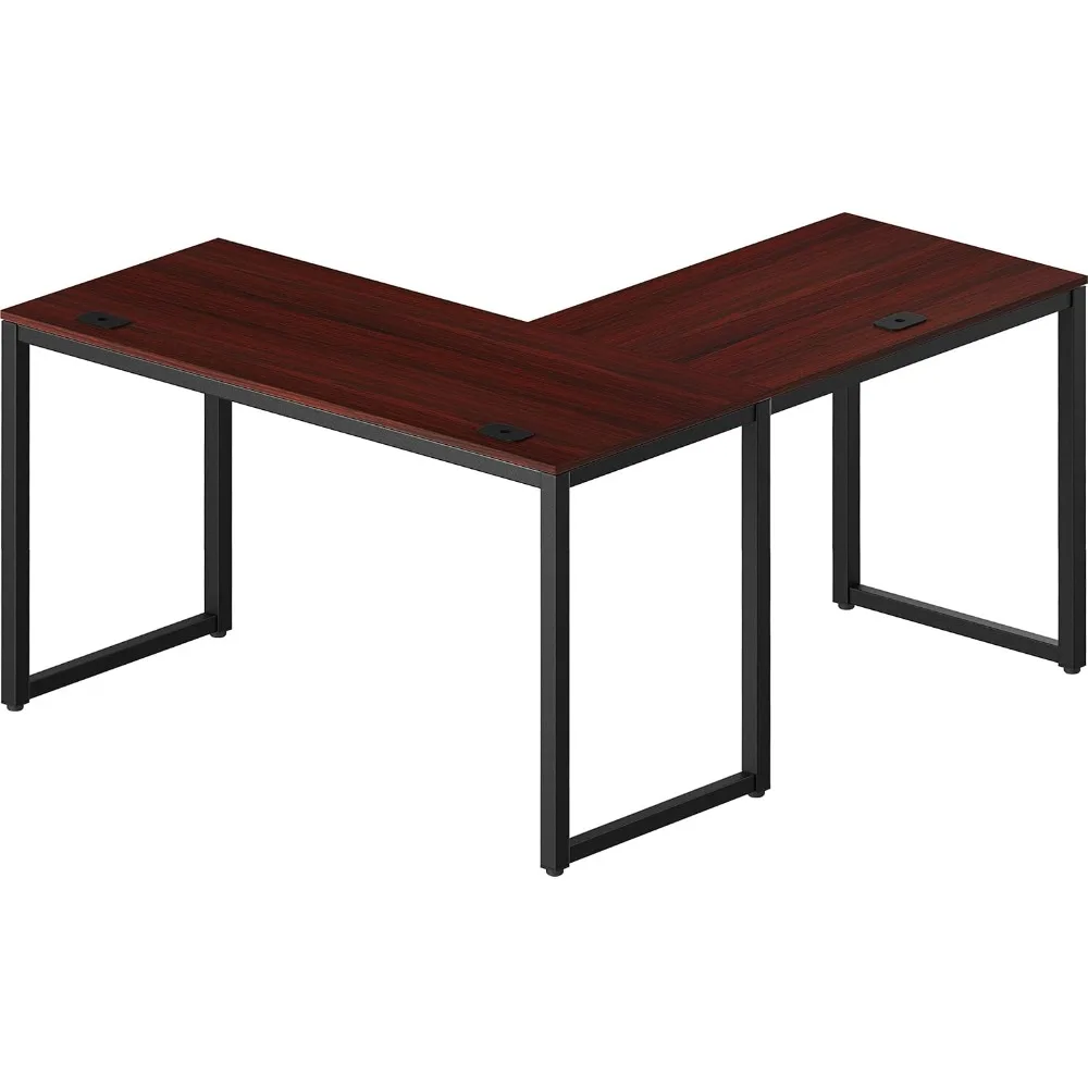 مكتب زاوية على شكل حرف L، مقاس 55 × 60، لمسة نهائية من الكرز، مكتب كمبيوتر عالي الجودة