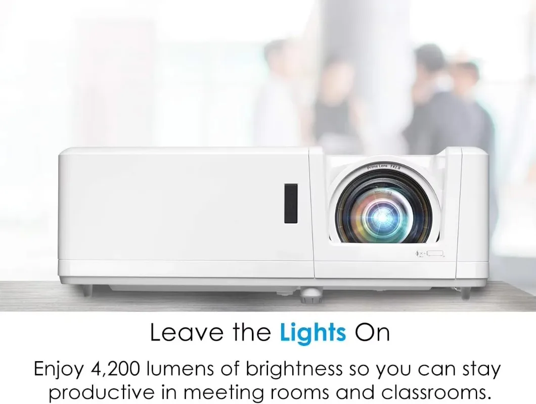 Optoma ZH406ST 4K HDR Input Video Projector, Short Throw 4200lumens DLP Proyector with 10W*2 Speaker Laser Lamp Beamer