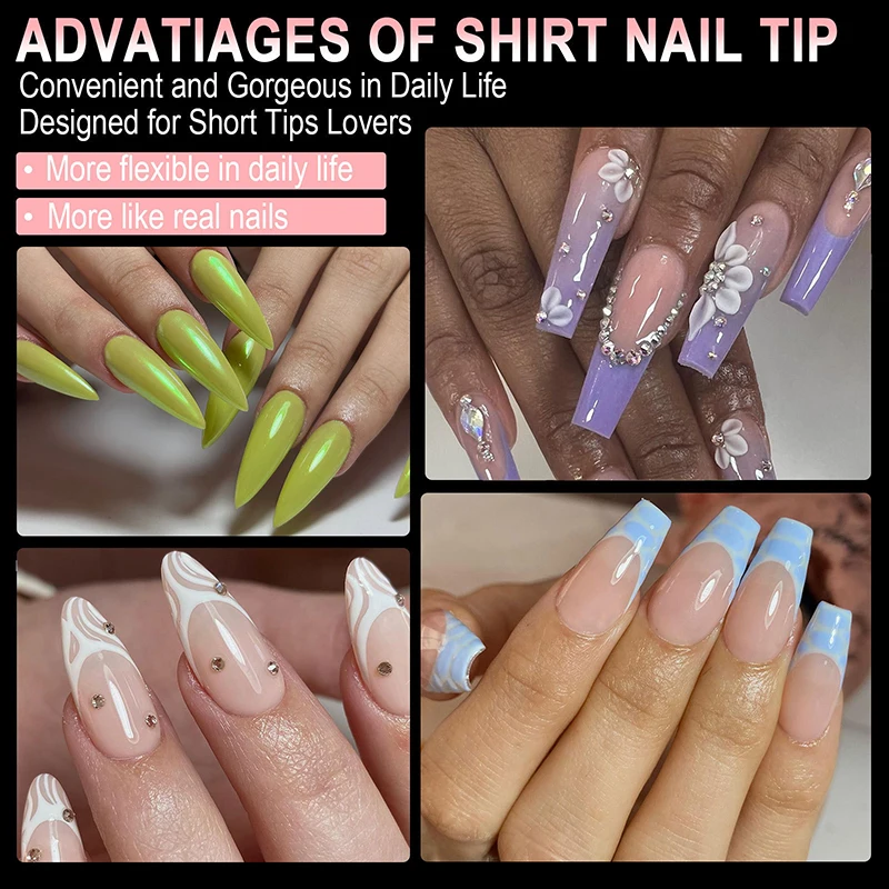Uñas postizas de lujo de gel suave, semimate, almendra y ataúd, cubierta completa, extensión 4