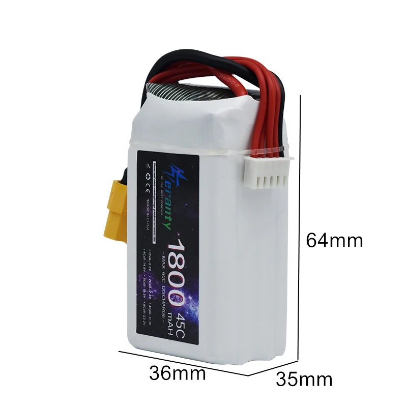 2PCS 14.8V LiPo Battery 4S 1800mAh 1500mAh 45Cfor Freestyle FPV Quadcopter Airplane Parts with XT60 Deans T XT30 Plug