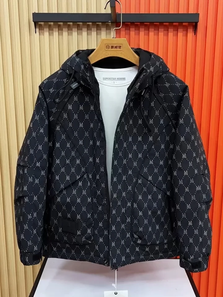 

Men's Hooded Thiened Warm Cotton Jaet Outerwear New Autumn Winter Faion Versatile High-End Personalized Stand Fit