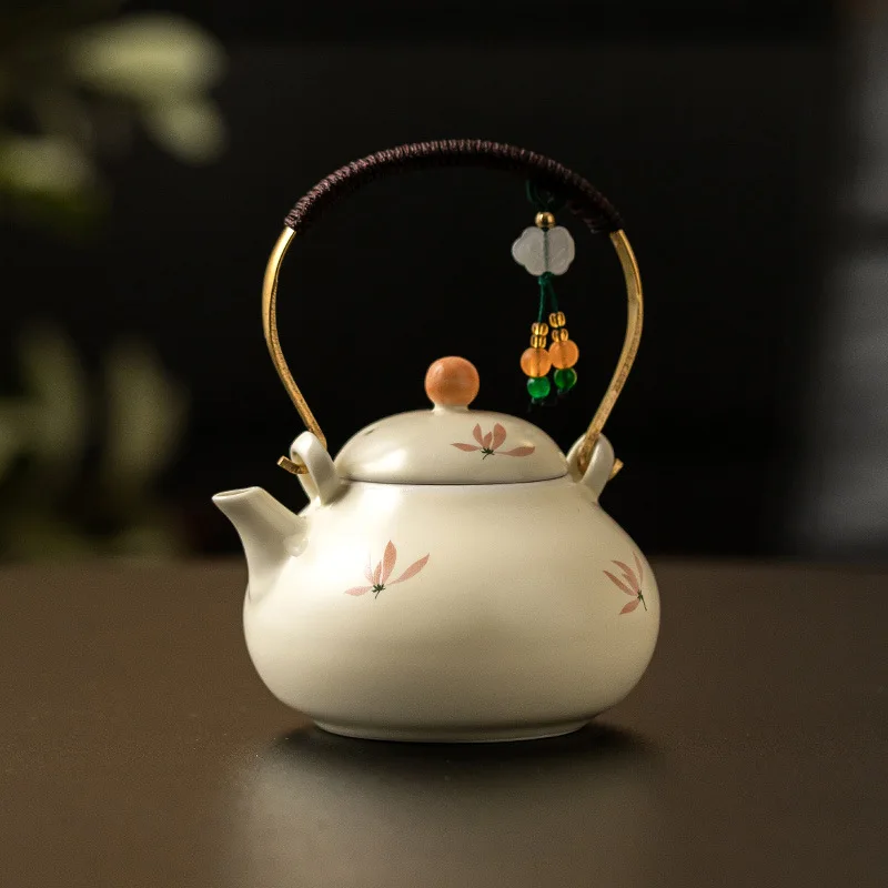 Orchid rope lifting beam pot large capacity teapot single pot Chinese ceramic tea set household brewing teapot