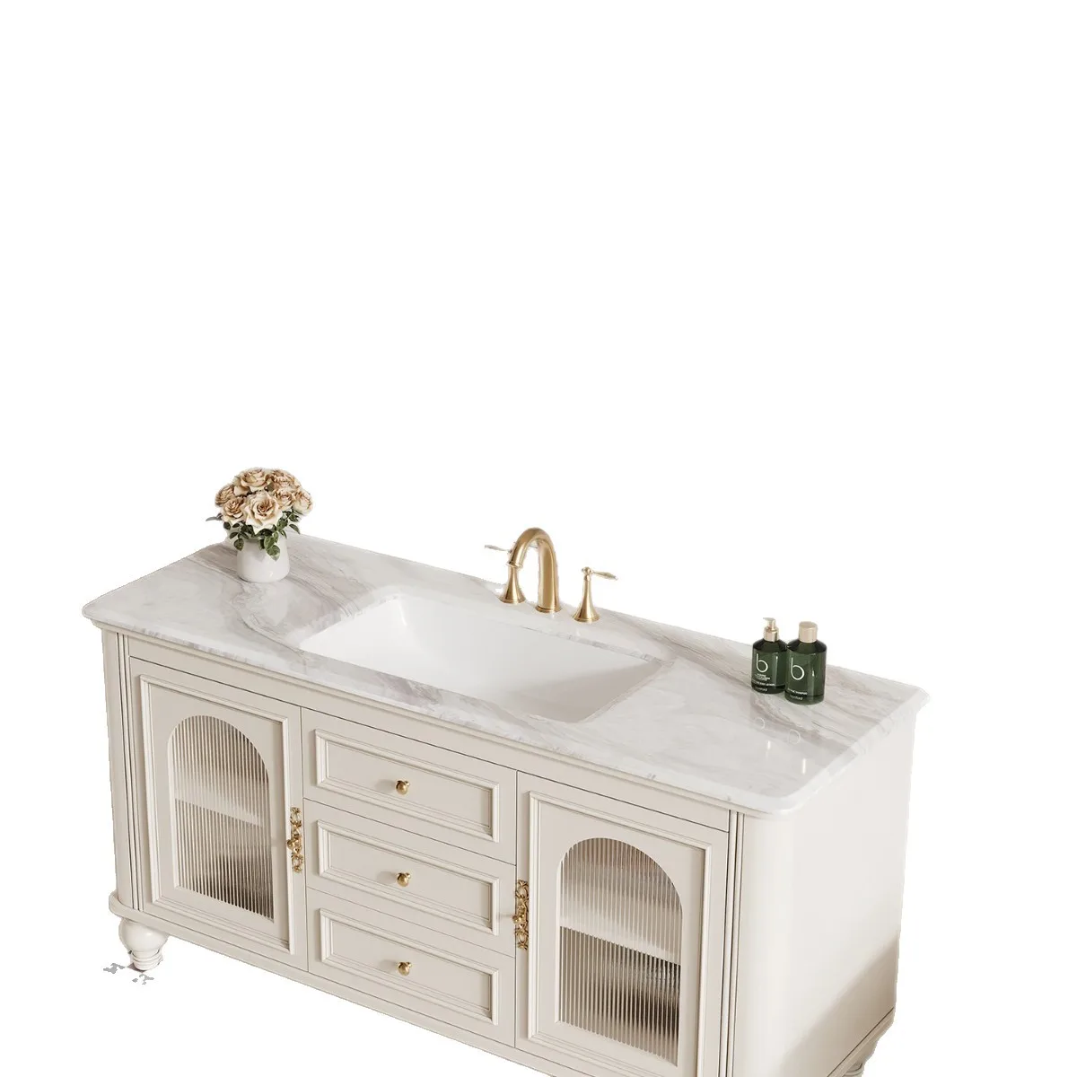 French retro style bathroom cabinet combination smart mirror cabinet solid wood wash basin cabinet toilet