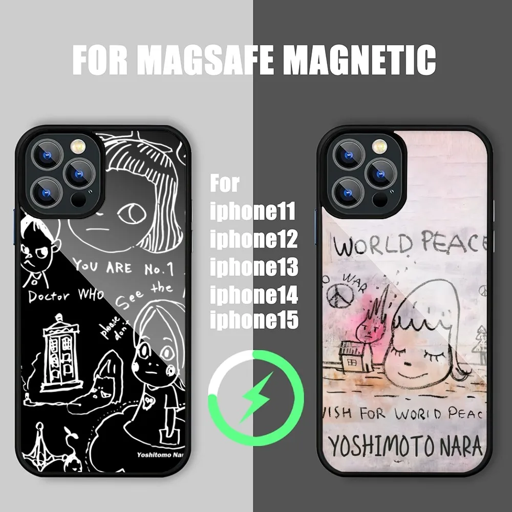 Yoshitomo Nara Art Phone Case iPhone 15 14 11 12 13 Pro Max Plus Magnetic Wireless Charge Cases Cover