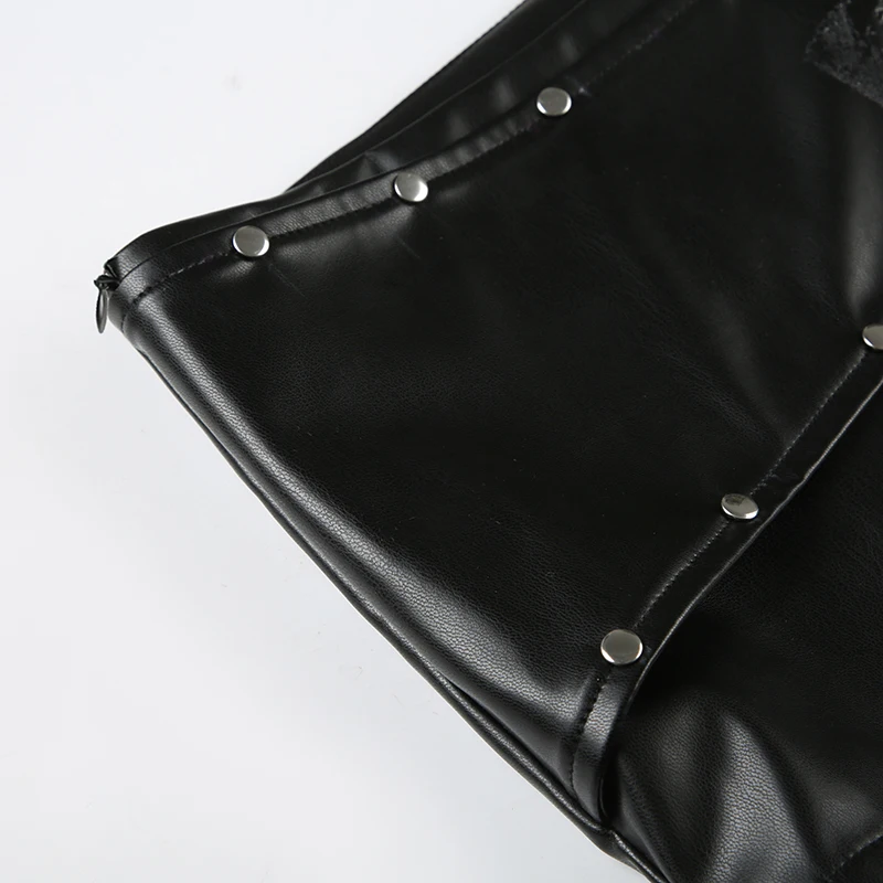 SUCHCUTE Vintage Nieten-Schnallen-Gürtel, Pu-Leder-Shorts, Y2k, sexy Shorts mit niedriger Taille, ästhetisches Party-Outfit, Sommer-Punk-Stil, Coquette – Detail 8