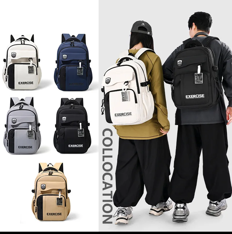 Simple Ins Schoolbag Junior High School Student Large-capacity Backpack High-end Korean Version Fashion Backpack College Style