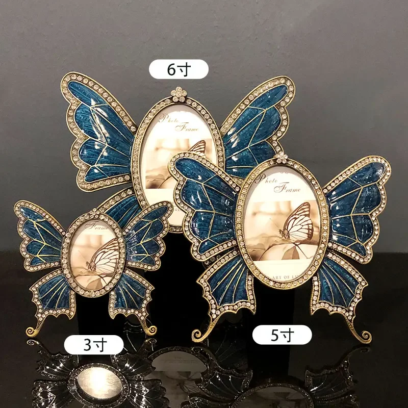 Butterfly photo frame table display, 5-inch creative luxurious European style couple's table frame, photo frame