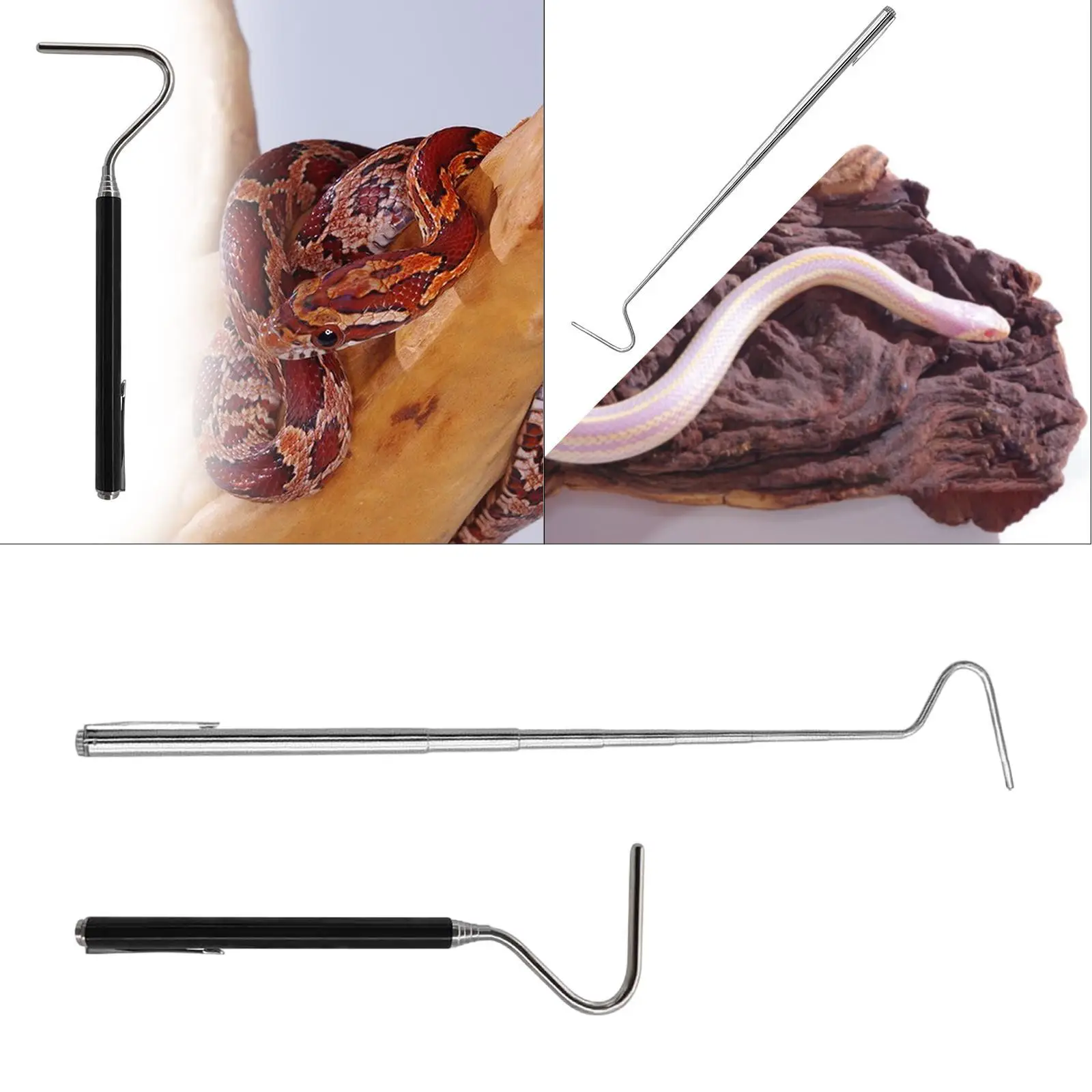 Snake Hook Stainless Steel Handy Snake Accessory Portable Long Reach Tool for Reptile Crawling Equipment