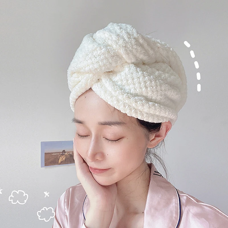 Microfiber Hair Towel Wrap for Women Shower Spa Head Wrap Hair Drying Hat Turban Microfiber Terry Dry Absorbent Quick Dry Hair