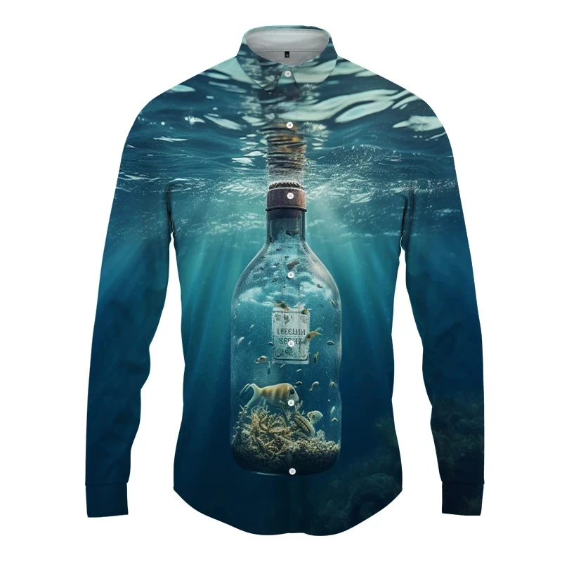 

Drifting Bottle 3D Printed Lapel Men Shirt ManWomen Casual Fashion Long Sleeves Shirts Button Tops Oversized Unisex Clothing