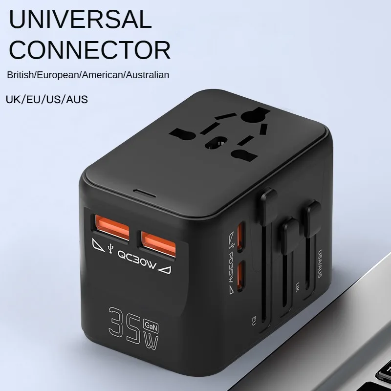 

35W GAN Universal Adapter Plug Multi-Functional Travel Socket Converter for Versatile Phone Charging