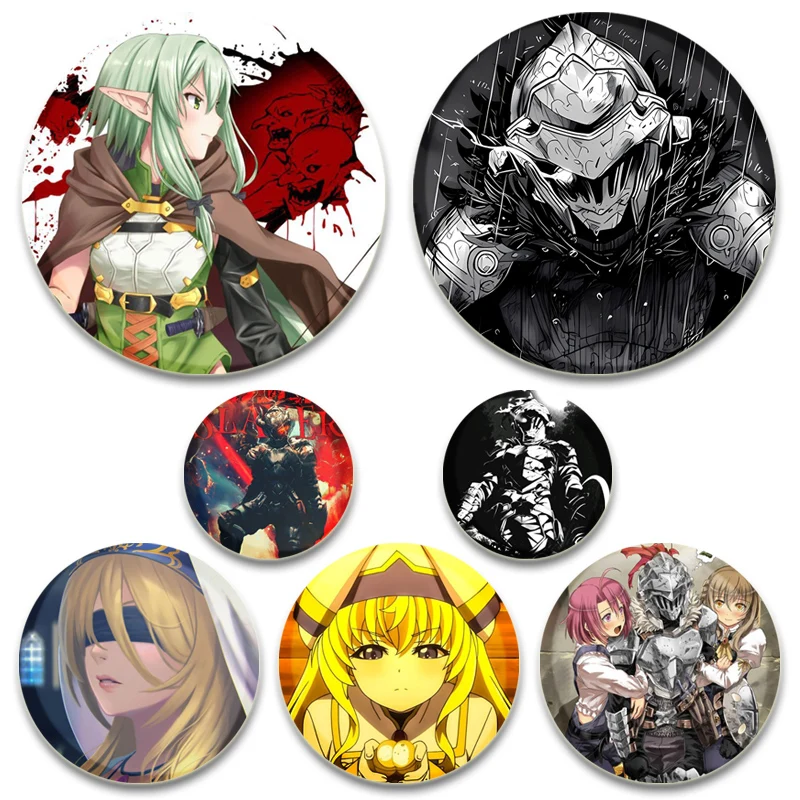 

Goblin Slayer Tinplate Pin Round Cute Cartoon Brooches for Backpack Accessories Anime Collection Badge Handmade Gift Decoration