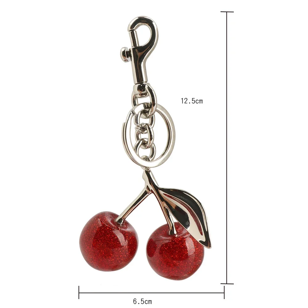 Porte-clés à breloque en argent pour sac à dos pour femme élégante, porte-clés rouge, accessoires de bijoux, cadeau, aucun fruit, pendentif sac à main