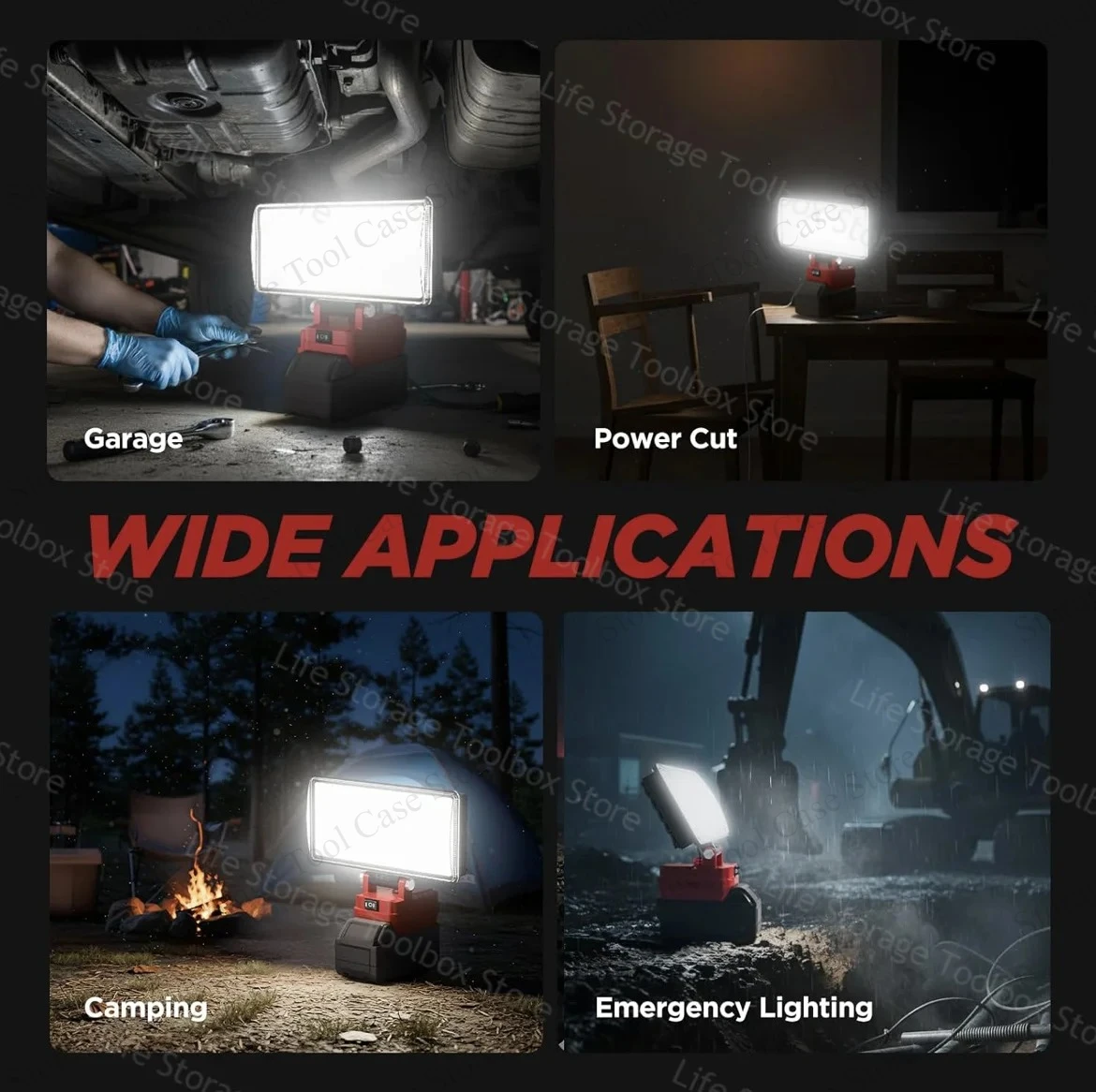 90W LED Work Light for Milwaukee M18 18V Battery Cordless Portable Flood Lamp for Workshop Garage Jobsite Repair Lighting Tool view 5