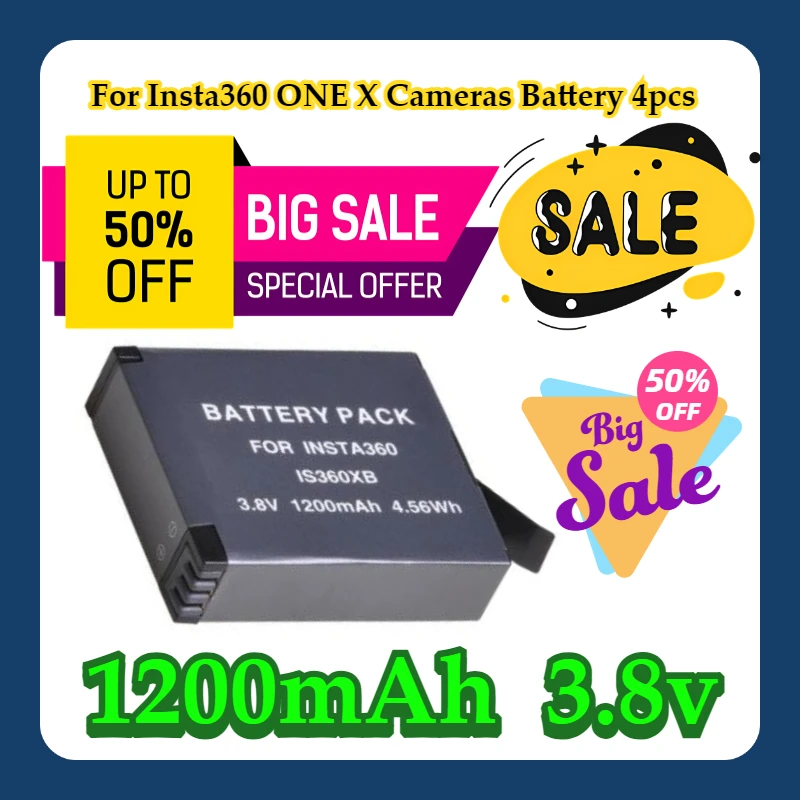 

For Insta360 ONE X Cameras 1200mAh Battery 4pcs