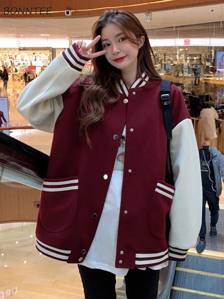 Baseball Jackets for Women Couple Korean Fashion Autumn Winter Outerwear All-match Ins Daily Loose Fit Casual Popular Harajuku