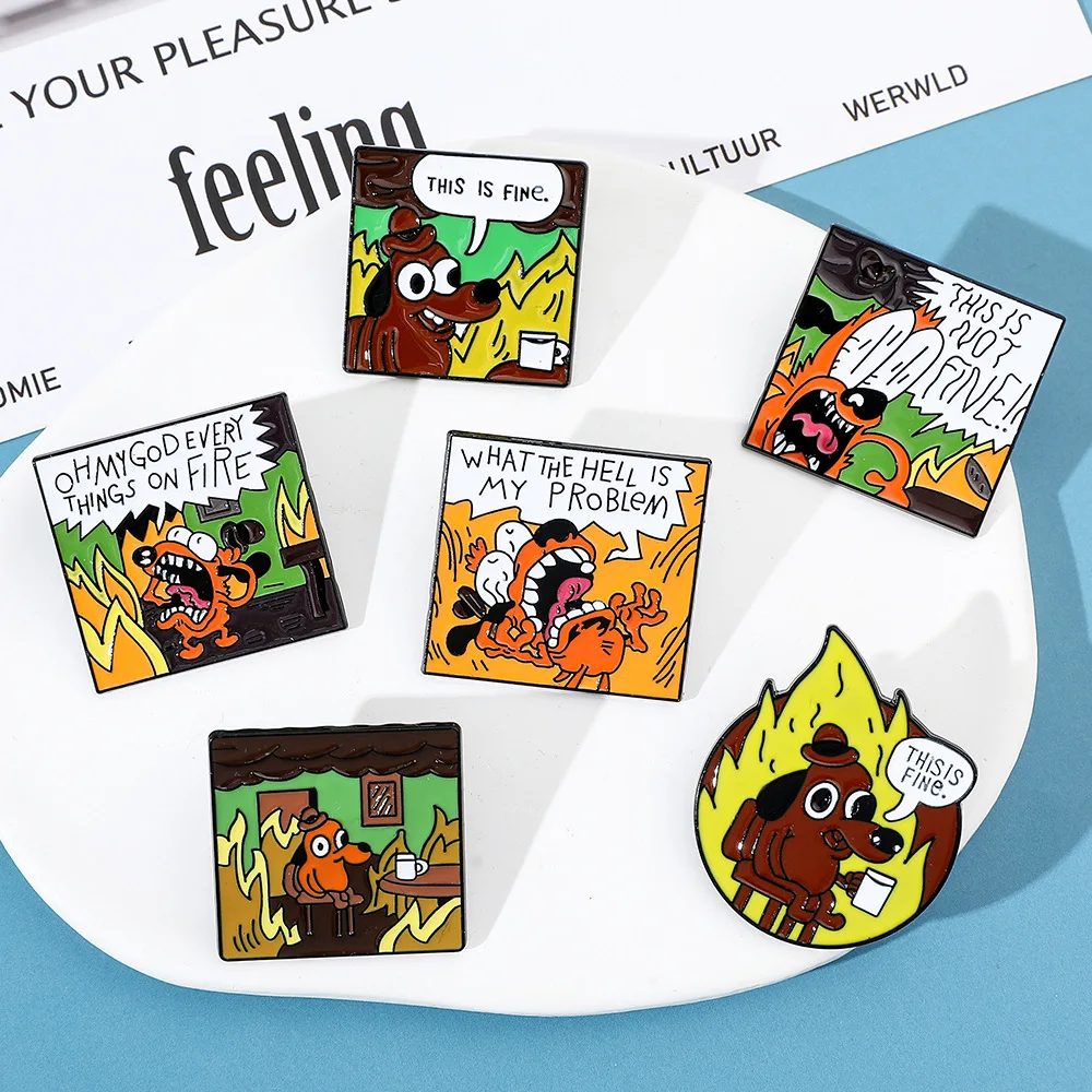 This is Fine Cartoon Dog Enamel Pins Comic Book Coffee Metal Brooch Badge Cute Dog Fashion Jewellery Backpack Accessory Gifts image 6